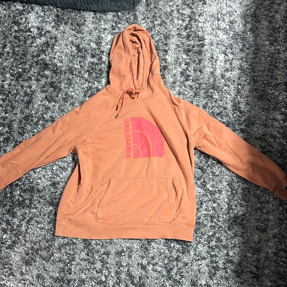 The North Face Orange Hoodie with White Logo